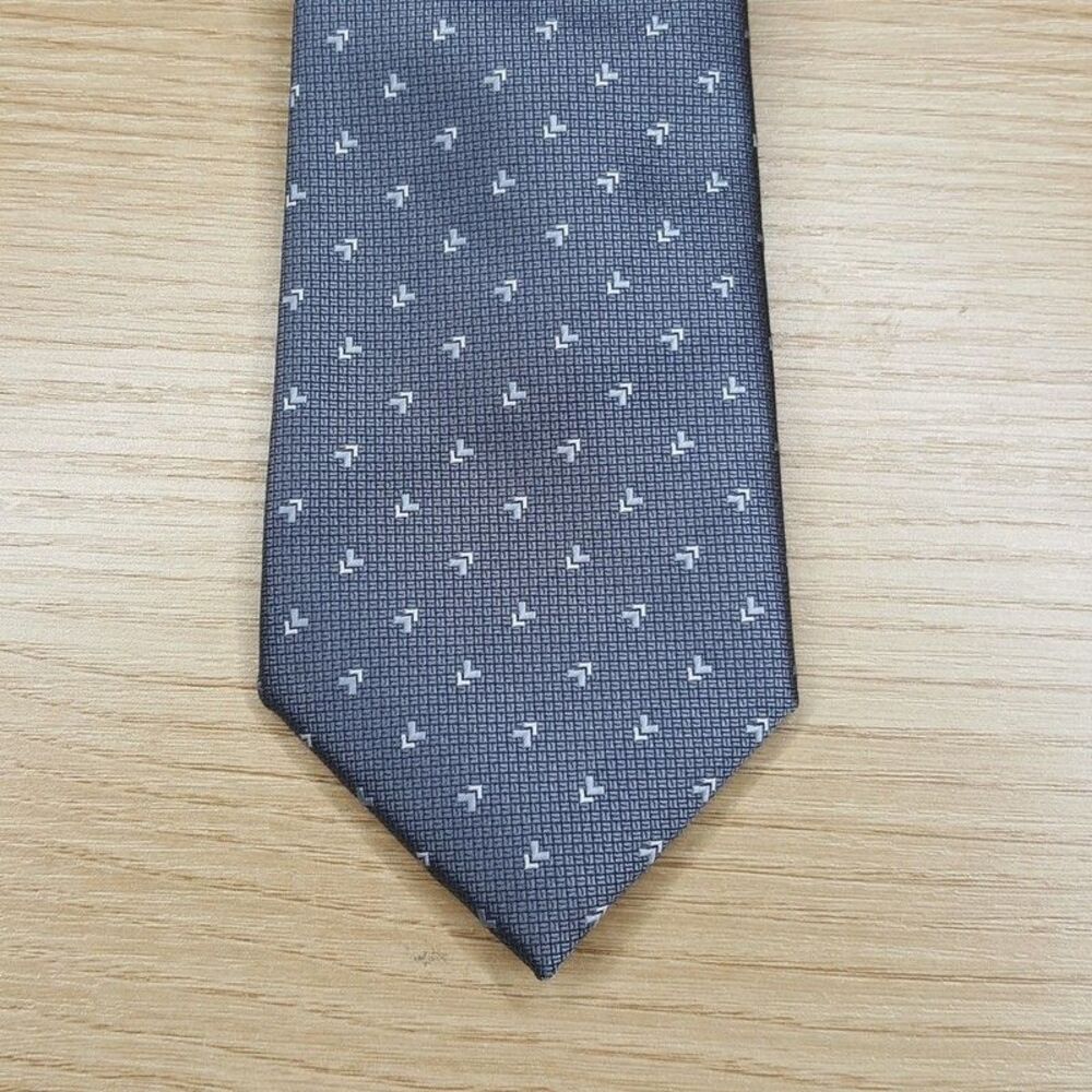 ALFANI Mens Neck Tie Gray Textured Geo Arrow Classic Pointed